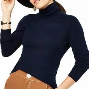 Charter Club Cashmere Turtleneck Sweater Navy Medium
